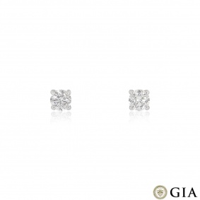 White Gold Round Brilliant Cut Diamond Earrings 1.20ct TDW